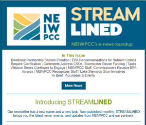 This is an image of NEIWPCC's newsletter, Streamlined