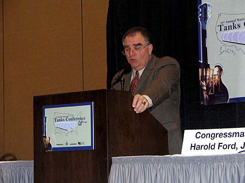 Speaker at podium