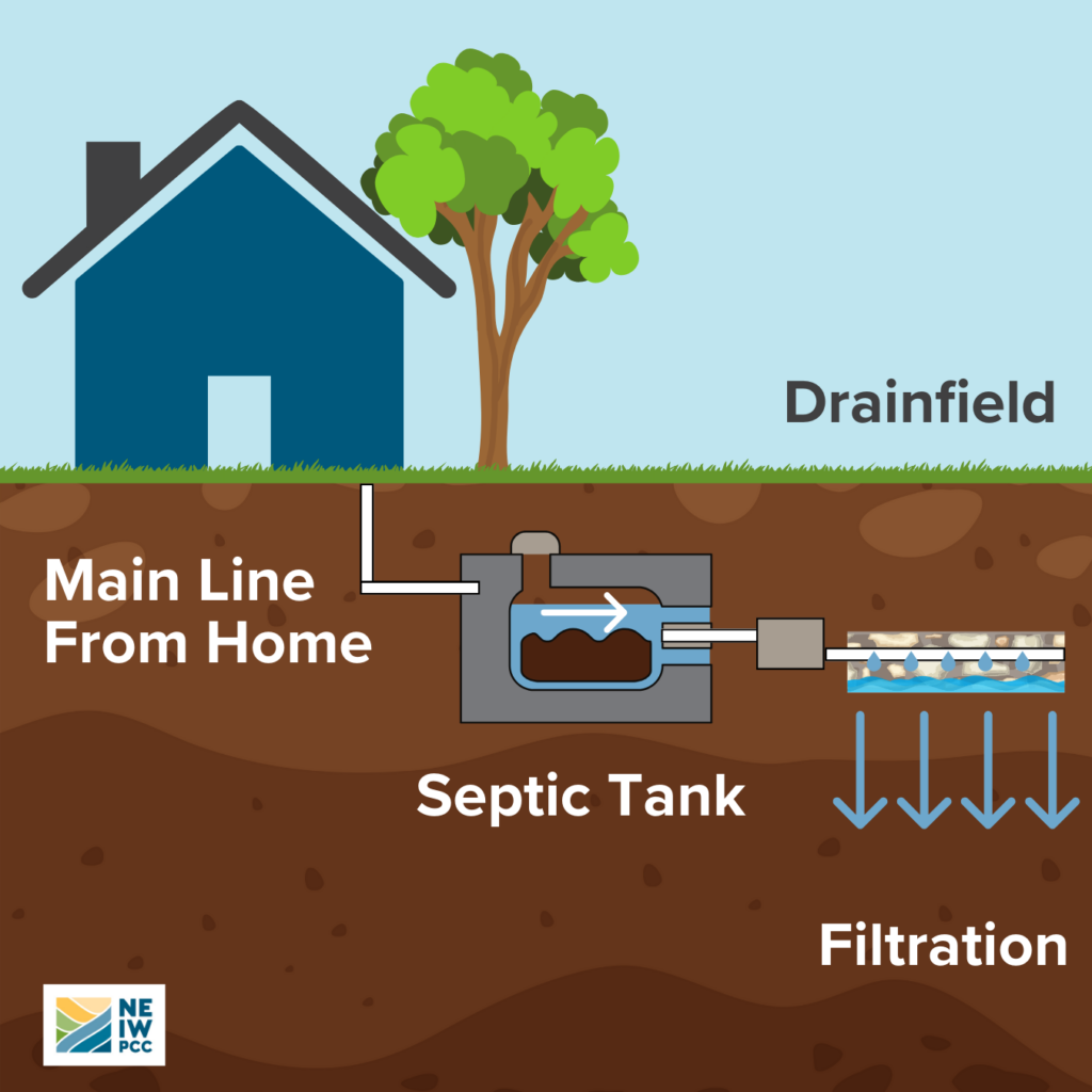 Graphic of an onsite septic system.