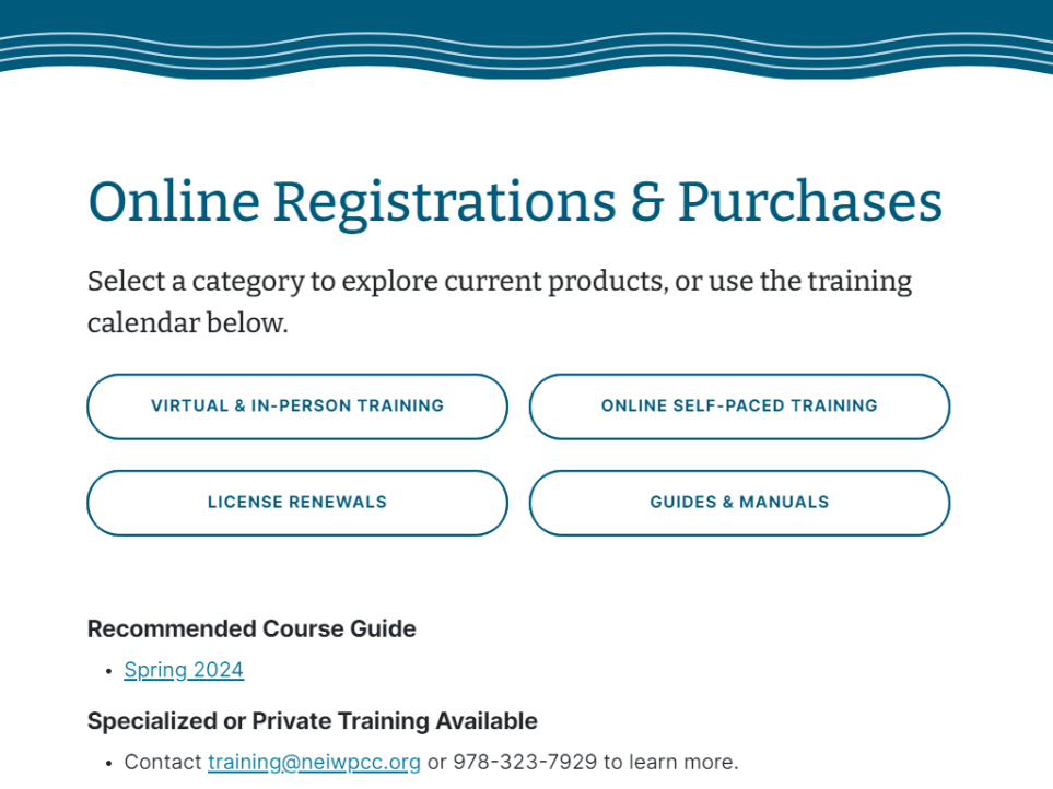Spring Course Registration Now Available on Updated Wastewater Training Webpage