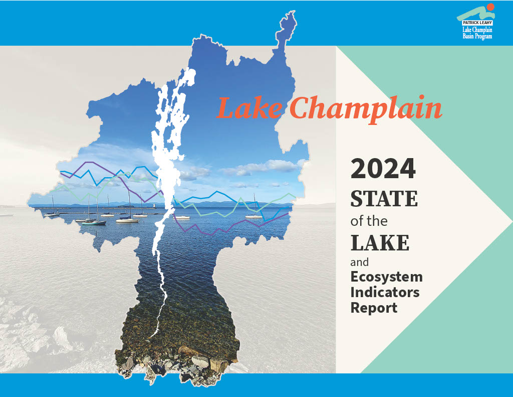Lake Champlain 2024 State of the Lake and Ecosystem Indicators Report cover graphic.
