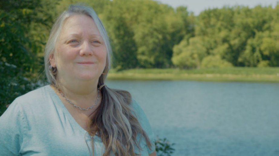 Chief Joanne Crawford, Chief of the Abenaki of Missisquoi 2022-2023 being interviewed along
the Missisquoi River.