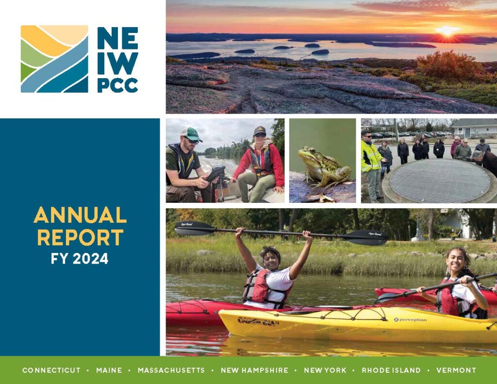 Cover of the annual report, featuring a collage of staff and youth in the field, as well as scenic photos and a frog.