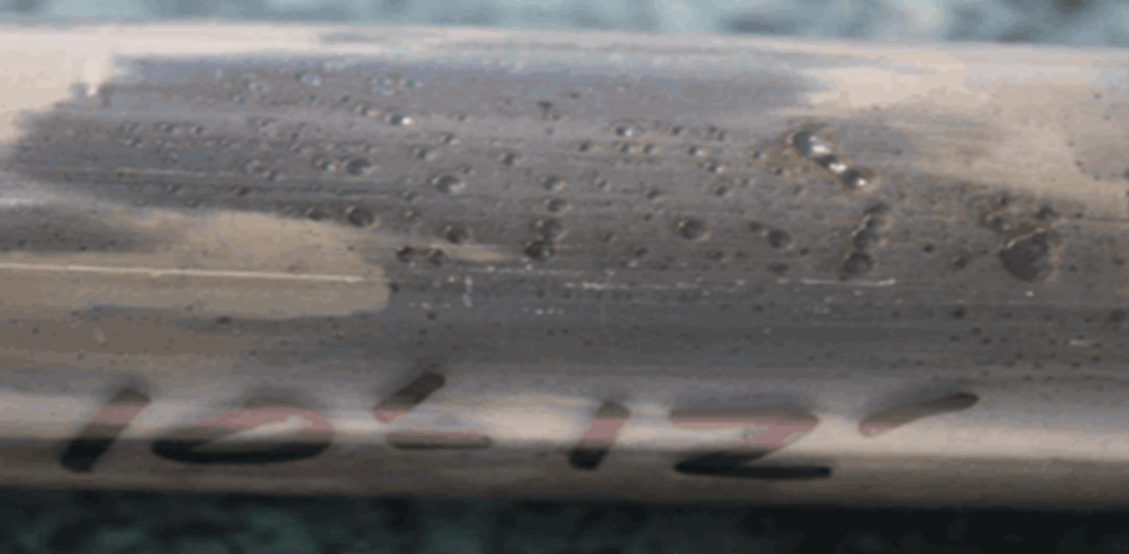 Photo of a soil core with the numbers 10 - 12 written on it.