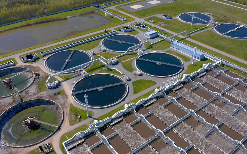 Wastewater treatment plant from above