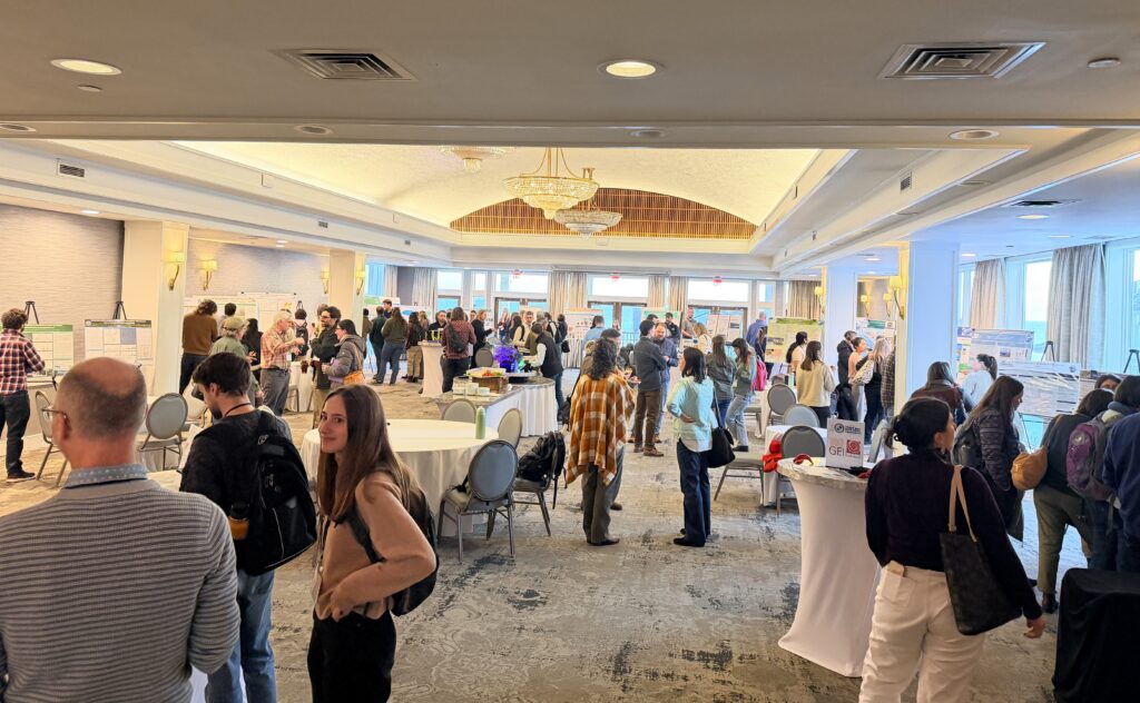 A crowded room during the poster session at the Northeast Aquatic Biologists Conference.