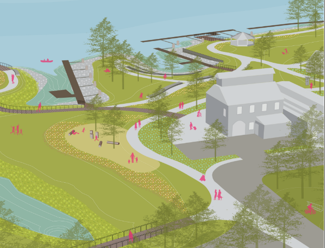Hudson Climate Adaptive Waterfront Park Design rendering